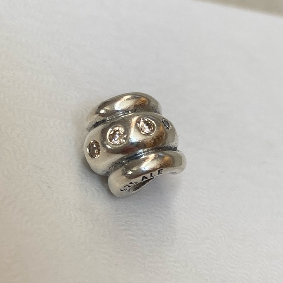 pandora champagne love knot / swirl charm with crystals - Picture 2 of 7